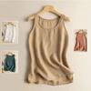 Women's Retro Embroidered Cotton-Linen Camisole: Loose, Slimming Sleeveless Summer Top
