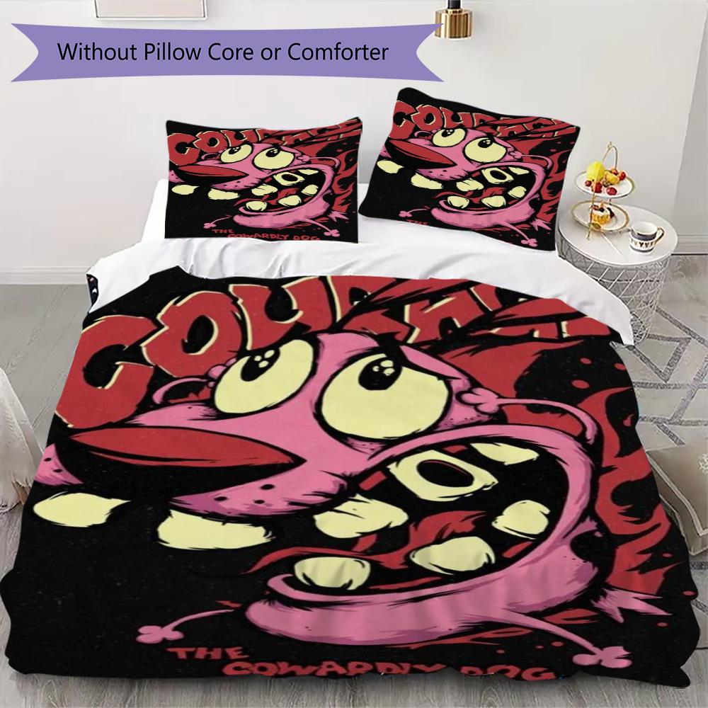 Courage Dog Pattern Bedding uilt Set uilt Cover Pillowcase Home Decoration Birthday Gift (1 * duvet cover + 2 * pillowcase without core)20