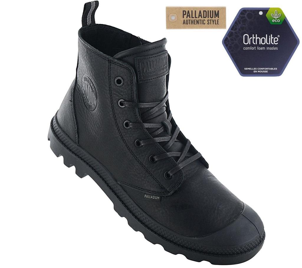 Palladium Ботинки Pampa Hi Zip Leather ESS - Мужские ботинки кожаные черные 76888-008-M ОРИГИНАЛ