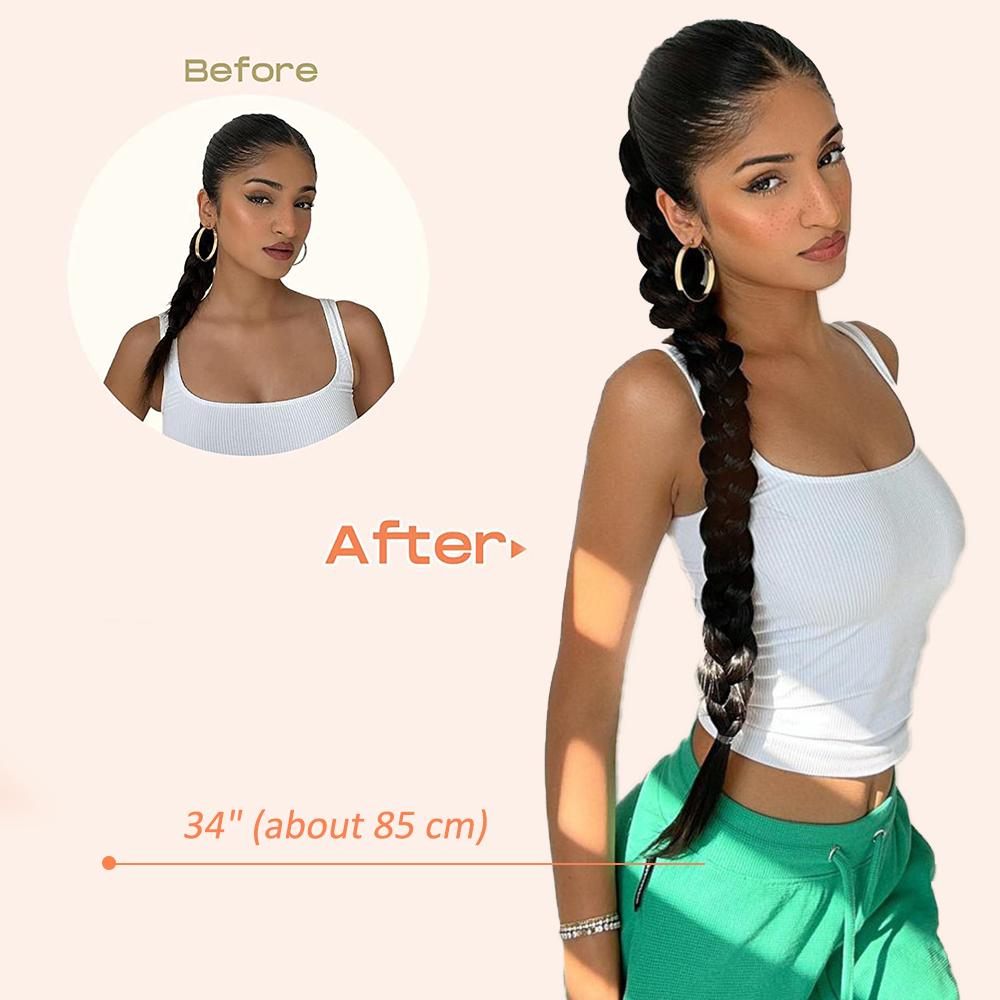 MERISIHAIR Synthetic Braided Ponytail Hair Extensions Natural Blond Hairpiece Long Wrap Around Pony Tail with Rubber Band