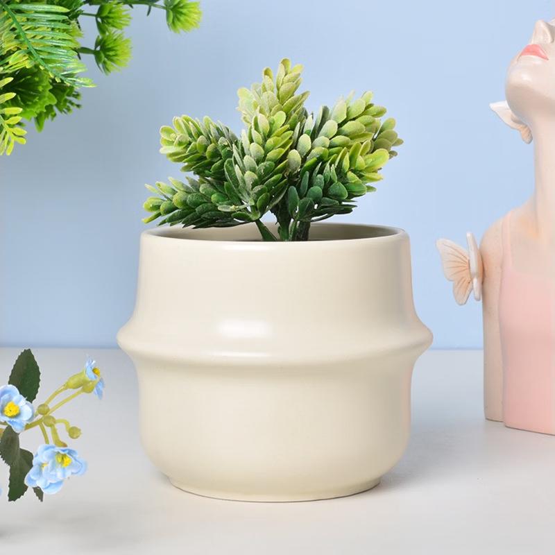 MOJY Cream Style Ceramic Flower Pot Set