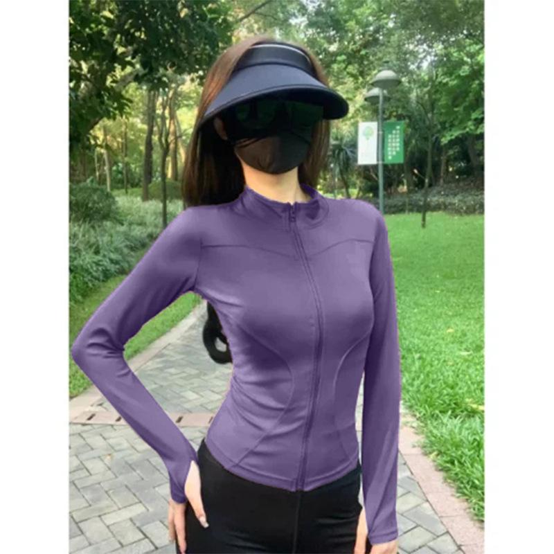 Sunscreen clothes, yoga clothes, women's zipper jackets, sports tops, slim-fitting long-sleeved outer wear, running professional training fitness