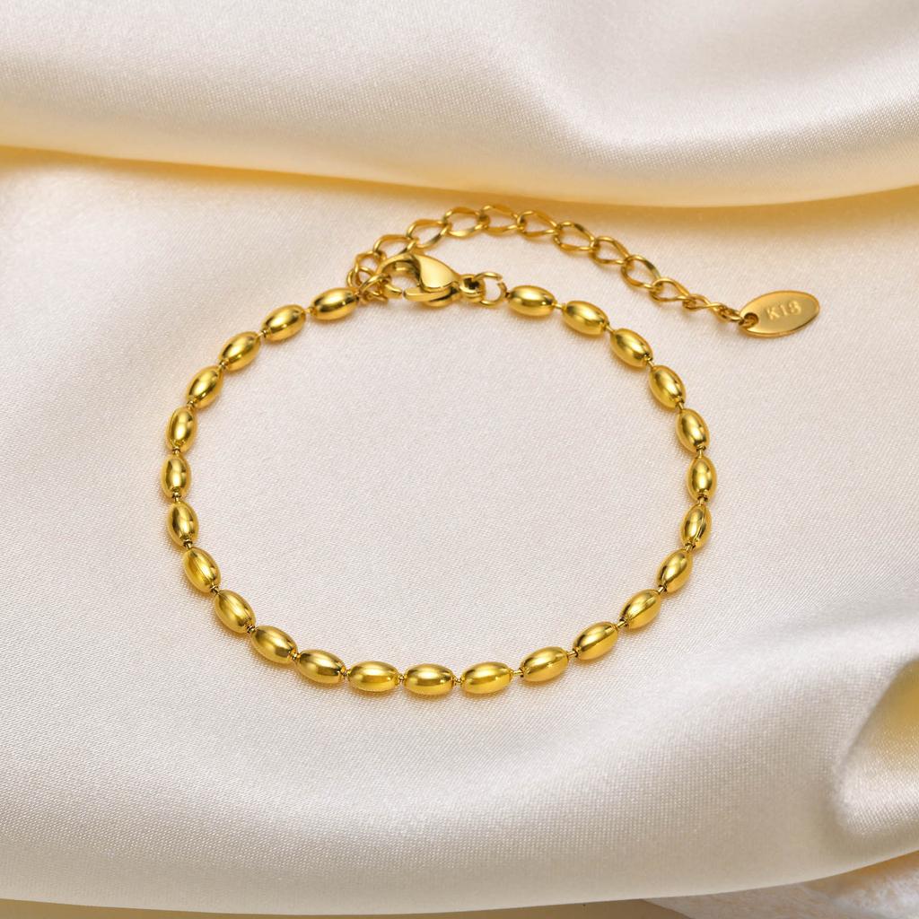 Classic AAA Zircon Tennis Bracelet for Women, Stainless Steel Oval Beads Chain Bracelets, Waterproof Fashion Jewelry Daily Party