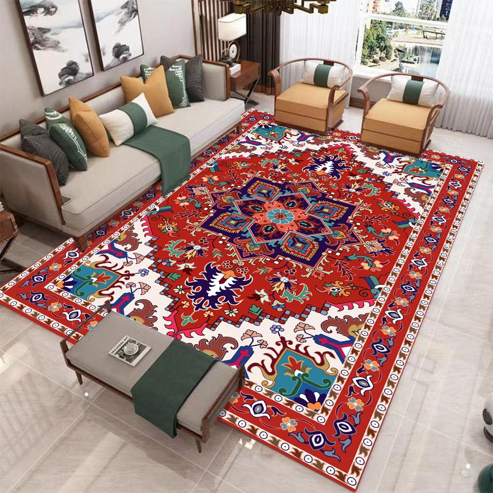 European Retro Large Carpet for Living Room Luxury Decoration Rug Non-slip Bedroom Cloakroom Washable Soft Mat