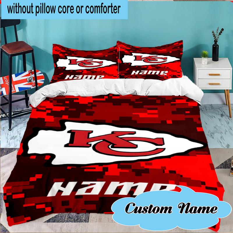 Custom Name Kansas City Fan Gear Bedding Set 3pcs, Bedding Set Including 1pc Duvet Cover And 2pcs Pillowcases for Bedroom, Dormitory Gift