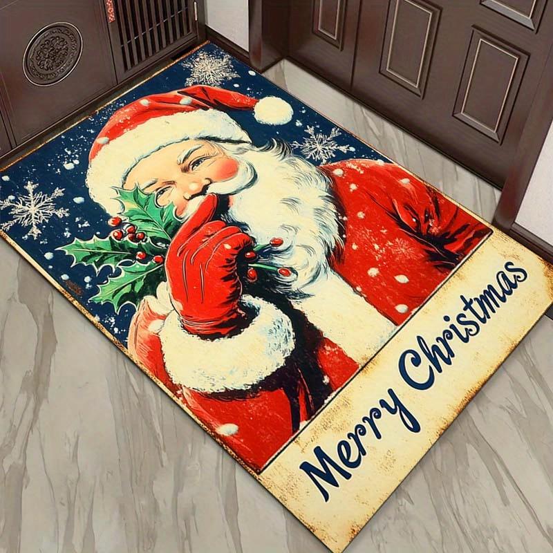 Vintage Santa Claus Christmas Rug for Festive HomesHoliday DecorMerry Christmas Area Rugs Anti slip carpet can be machine washed