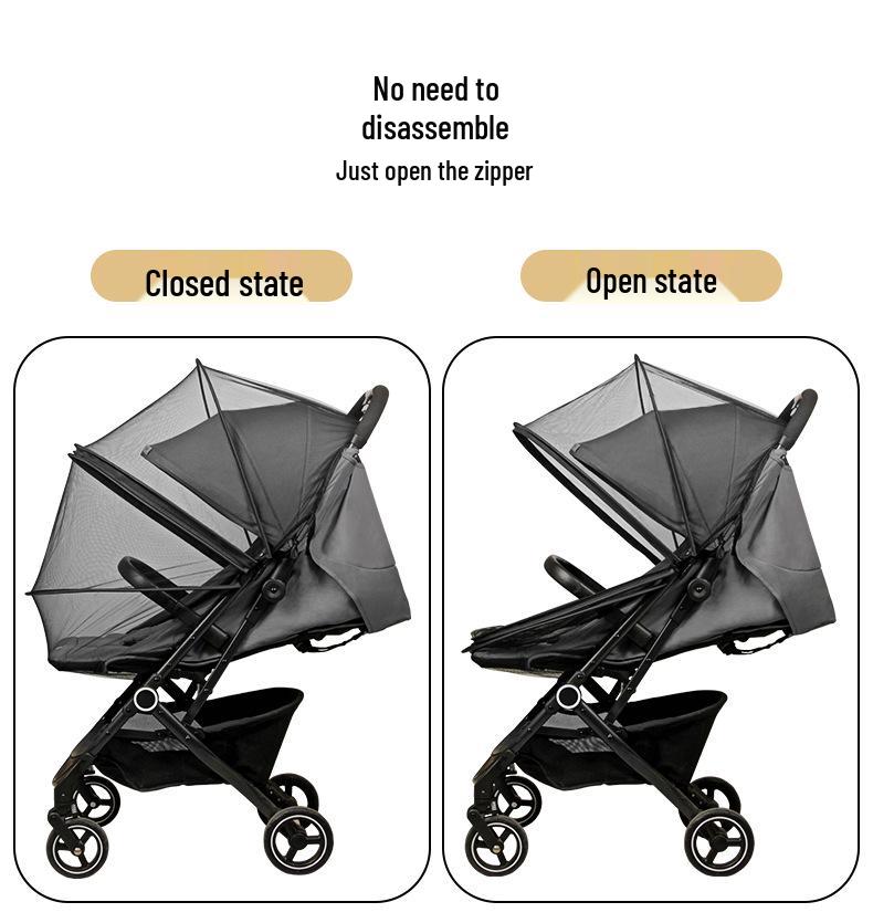 Универсальная москитная сетка на коляску с полной защитой на молнии - Зашифрованная и увеличенная