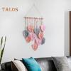 Boho Wall Decor Large Macrame Handmade Yarn Woven Wall Art Leaf Tapestry Wall Hanging With Faux Feathers For Home Decor