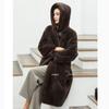 Women's Autumn And Winter Imitation Mink Long Coat  Fur Hooded Coat