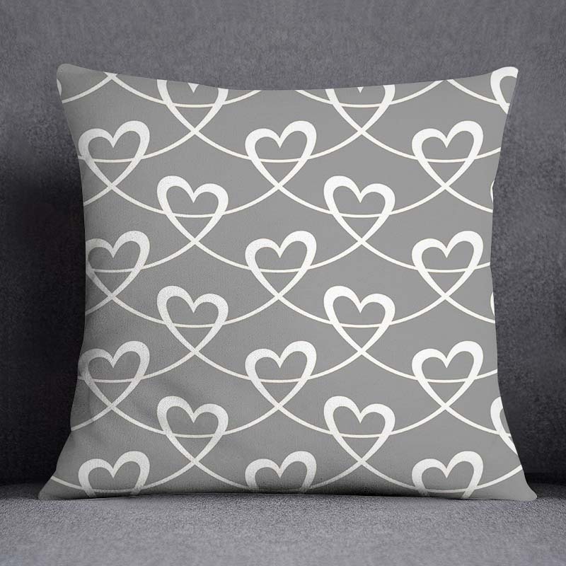 Gray Low White Flower Pattern Home Decoration Pillowcase Square Pillowcase Home Office Decoration Cushion Cover