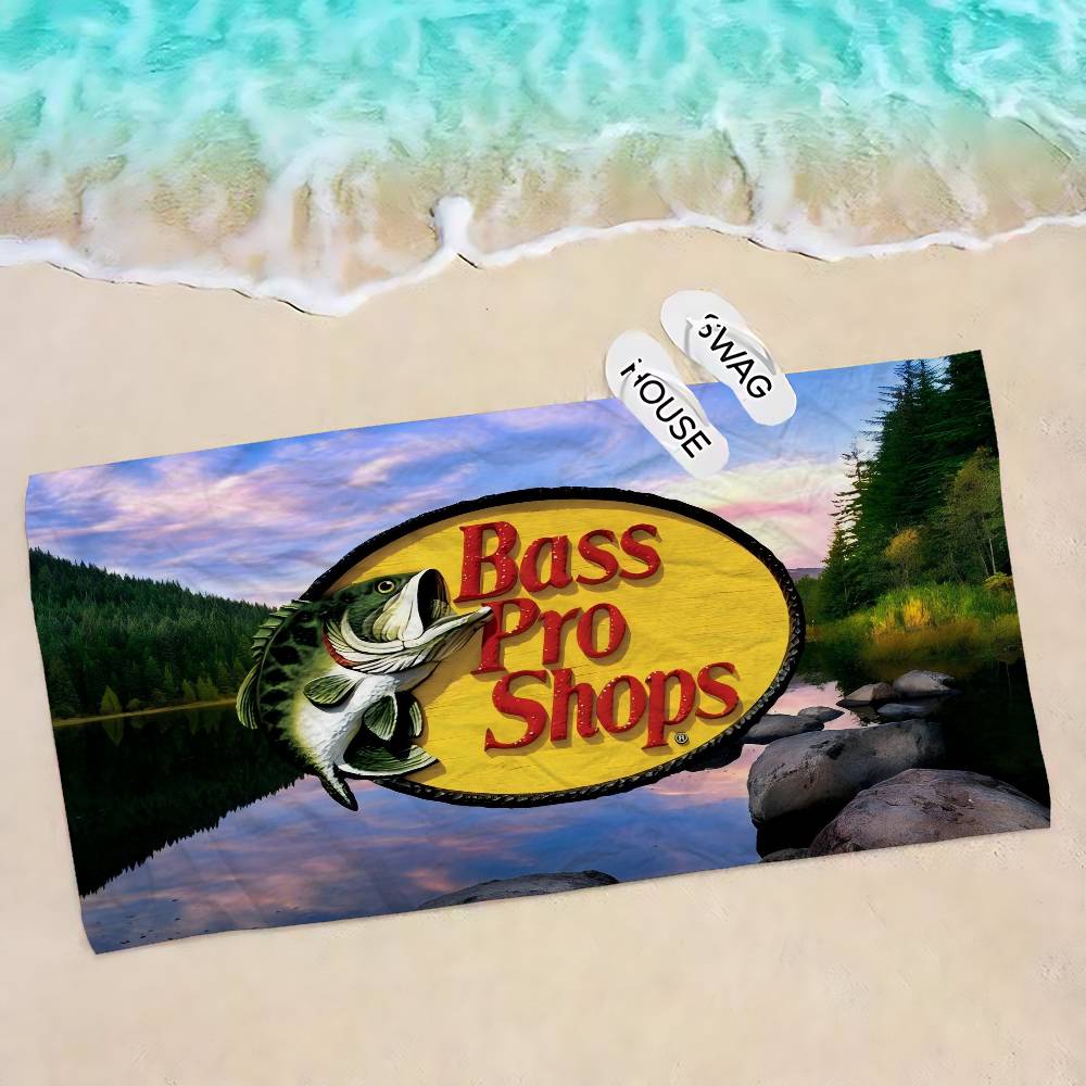 B-Bass Pro Shops Микрофибра с принтом Пляжное полотенце Альпинизм Йога Пляж Плавание Бег Впитывающее Мягкое полотенце