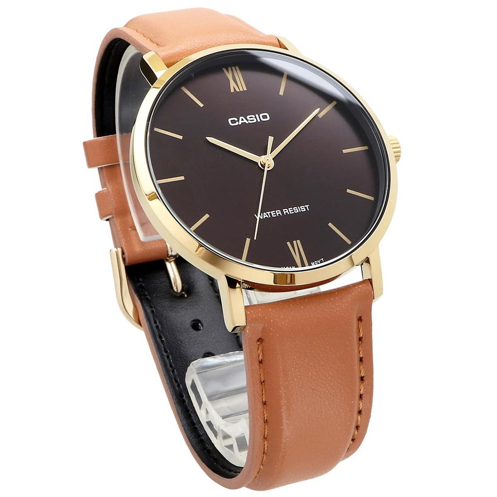 Casio Quartz Watch Gold X Tan Leather Band Overseas Model [Casio] Men's MTP-VT01GL-5B [Item]