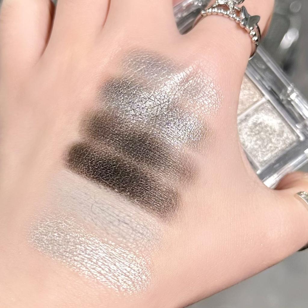 Dark Punk Smoky Nine-color Eyeshadow Palette Black and White Gray Metallic Pearlescent Matte Silver Party Stage Makeup