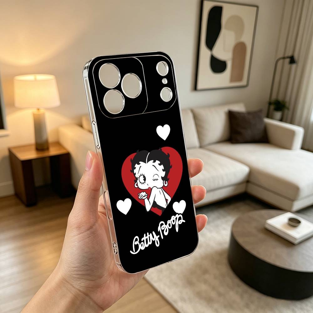 Classic Character B-Bettys Boops Gift  Phone Case For iPhone 17 16 15 14 13 12 11 Mini Pro Max Plus Transparent Cover