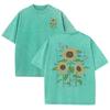 Lift Is Good Beautiful Sunflower Print Washed T Shirts Women Soft Cotton T-Shirt Street Creative Short Sleeve Summer Tops