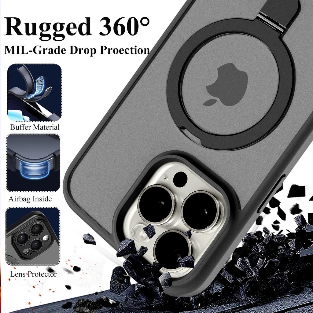 Магнитный чехол для мобильного телефона с кольцом-подставкой для iPhone 17 16 15 14 Pro Max Plus 13 12 11 Прозрачная крышка с защитой