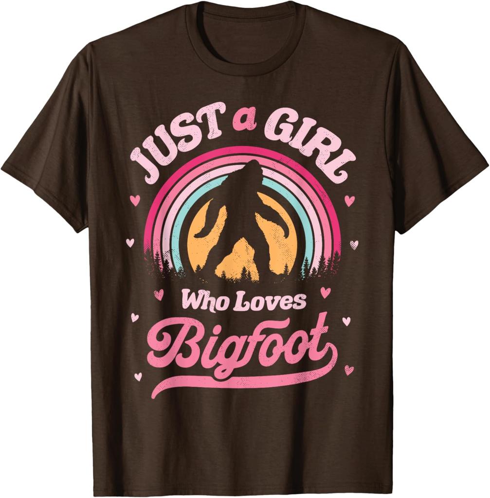 Bigfoot Just A Girl Who Loves Sasquatch Funny Retro Vintage TShirt