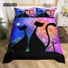 Пододеяльник Galaxy Cats для женщин и детей, комплект постельного белья с 3D-кошками, милый комплект постельного белья с изображением животных, чехол для пододеяльника Galaxy Microfiber Quilt Cover