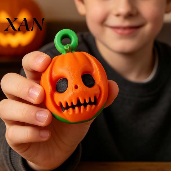 Pumpkin Fidget Spinner Rotating Halloween Toy, Stress Relief Ghost Face Toys Spinner, 3D Printed Toy for Keychain Pendant