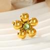 Циркониевые кольца-цветы для женщин, золотистого цвета, из нержавеющей стали, регулируемое кольцо-цветок, роскошное свадебное рождественское ювелирное украшение в подарок