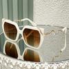 Women's Oversized Round Fashion Glasses with Snake-Shaped Metal Arms - Lightweight PC Frame, White & Golden Luxury