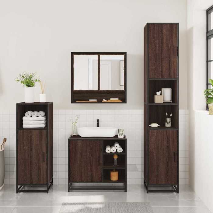 VidaXL Ensemble De Meubles De Salle De Bain 3 Pcs Chêne Marron, Armoire De Salle De Bain, Placard De Salle De Bain, Meuble 3300999