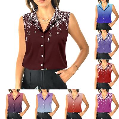 Женский летний свободный топ без рукавов с воротником-стойкой