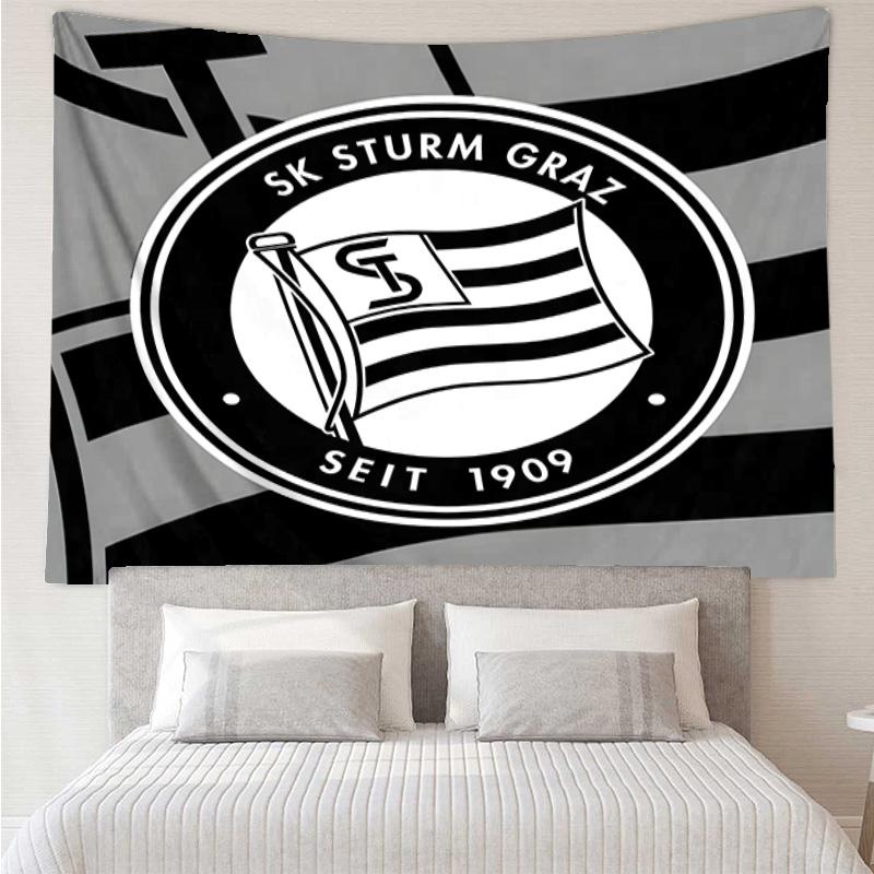 1PC Sturm Graz Crest Emblem Printed Tapestry Room Decoration Wall Hanging for Living Room Bedroom, dormitory, Birthday and Christmas gifts