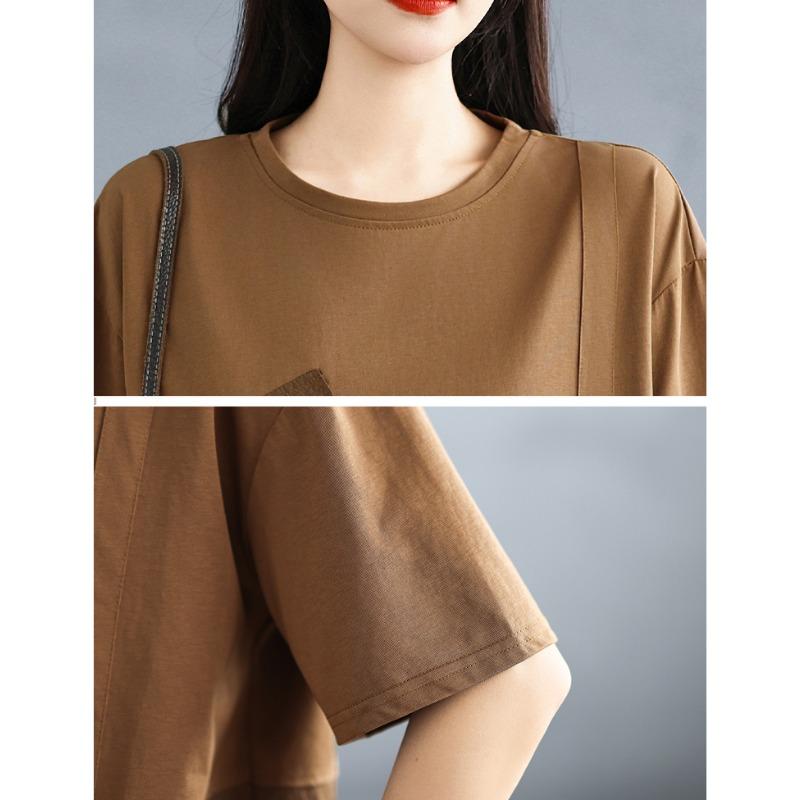 Dimanaf 2025 Лето Плюс Размер Футболка Женская Короткий Рукав Оверсайз Печать Свободные Асимметричные Топы Футболки Новые