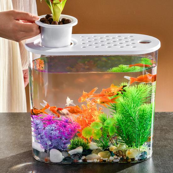 Стильная настольная миска для рыбы с отверстиями и крышкой, гидропоника, почвенная культура, идеально подходящая для декора дома или офиса