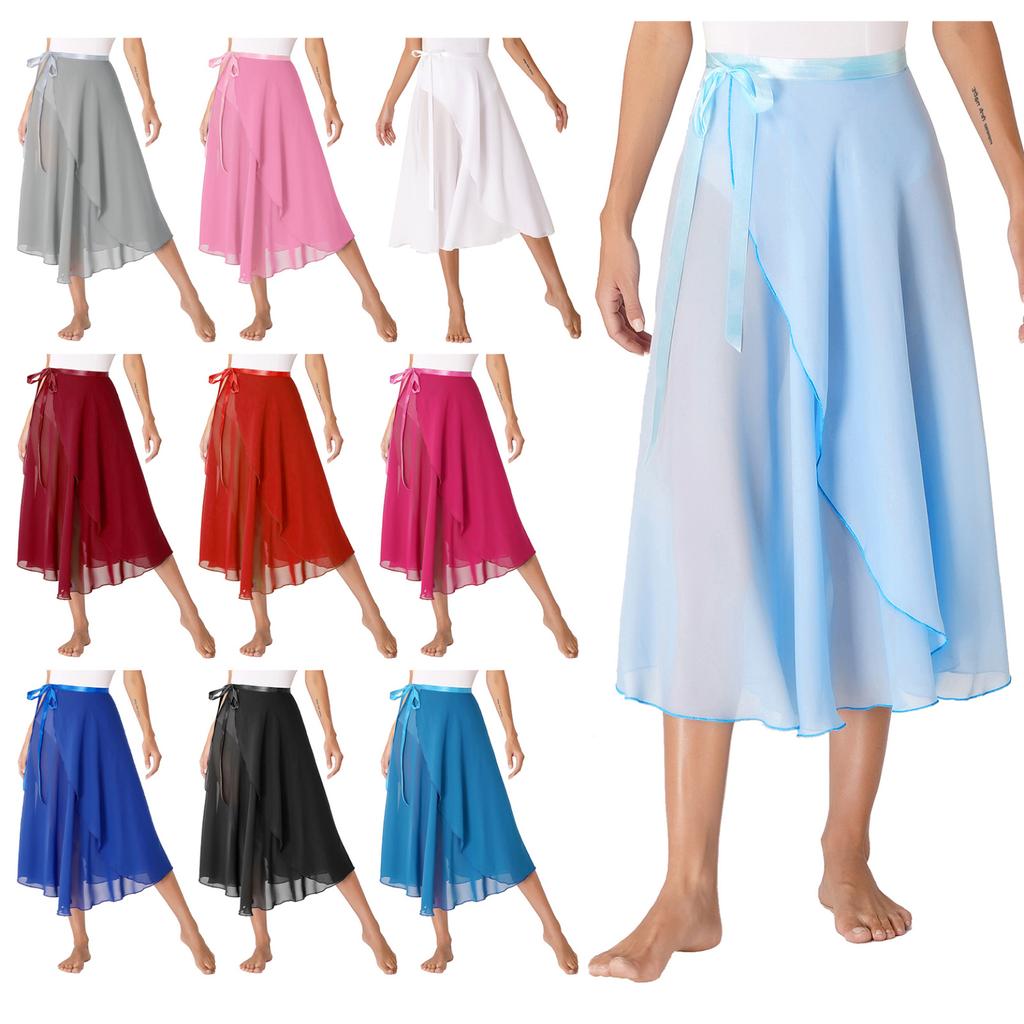 Ladies Professional Ballet Dance Wrap Skirt Chiffon Adult Asymmetrical Skirt Modern Dance Training Accessories