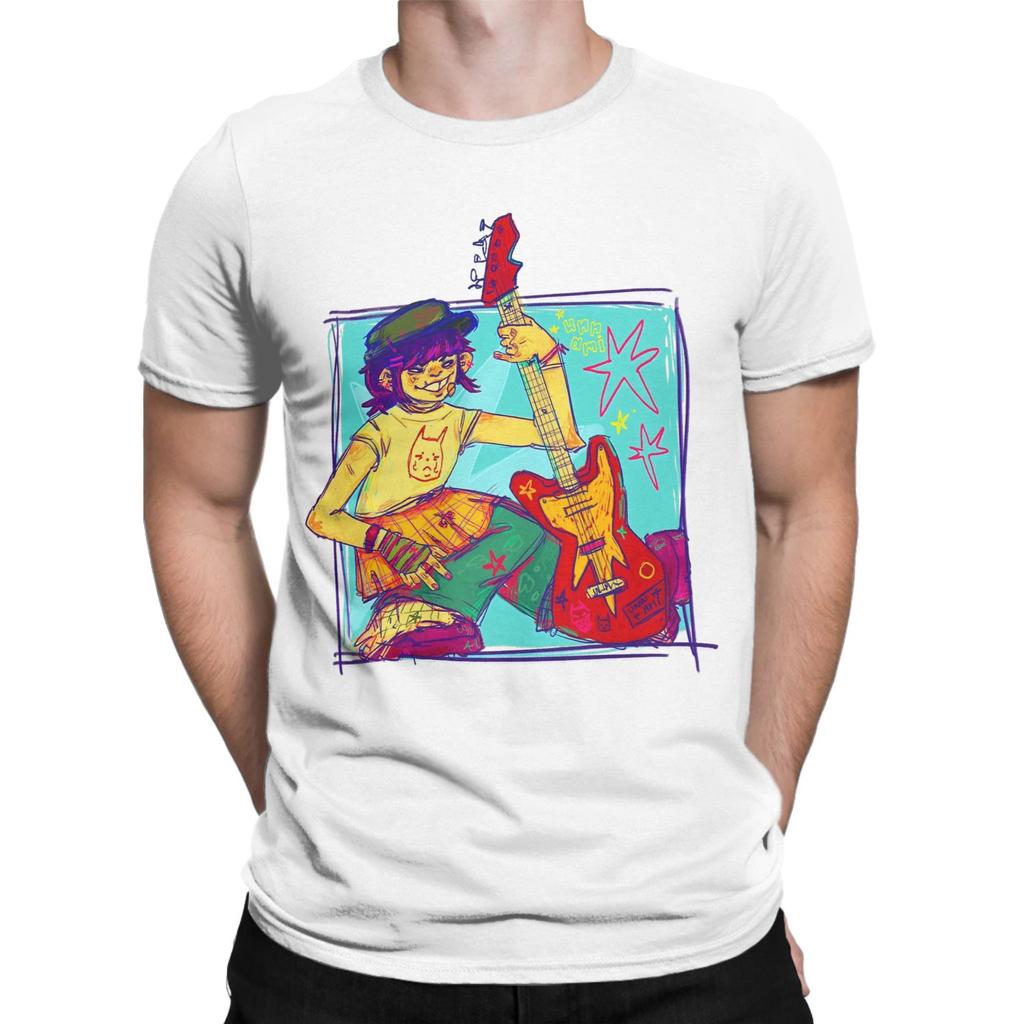 Повседневная футболка Leisure Noodle gorillaz для мужчин с круглым вырезом, 100% хлопок, футболки с коротким рукавом, топы больших размеров