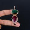 Ruby Nd Emerald Pendant, Shining Copper Pendant Gemstone Jewelry, Handmade Pendant For Mother Day
