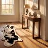 Cartoon Border Collie Irregular Long Rug Black White Dog With Brown Harness Non Slip Soft Bedside Floor Mat For Bedroom