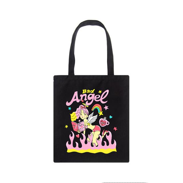 Холщовая сумка в стиле японского аниме y2k, повседневная сумка в стиле Харадзюку в стиле хип-хоп, женская сумка на плечо в стиле панк, женская сумка, винтажные сумки-шоппер с буквами
