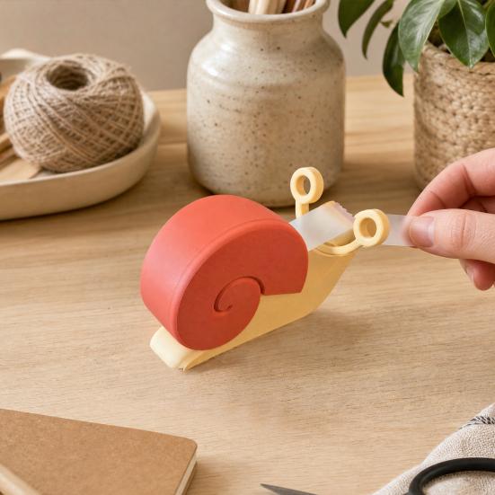 3D-печатный дозатор для скотча в виде улитки, универсальный держатель для упаковочной ленты, декоративные инструменты для резки ленты для дома, офиса, школы