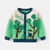Autumn New Children's Clothing Boys Chest Sweater Pastoral Children's Double-layer Cotton Thread Cartoon Knitted Cardigan Tide