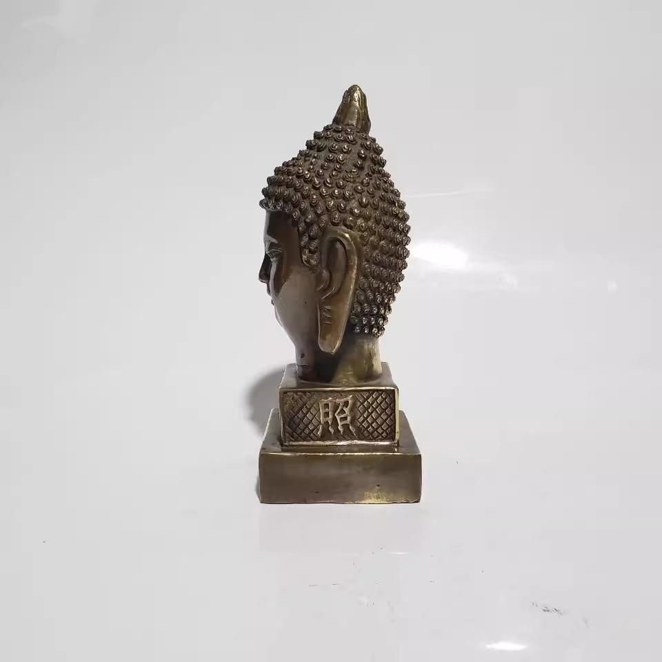 Old Tibet Buddhism Bronze Shakyamuni Sakyamuni Amitabha Buddha Head Statue