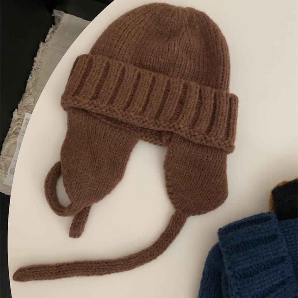 Knitting Knitted Trapper Hat Elastic Outdoor Warmer Knitted Hats Fashion Knitted Wool Flying Hat