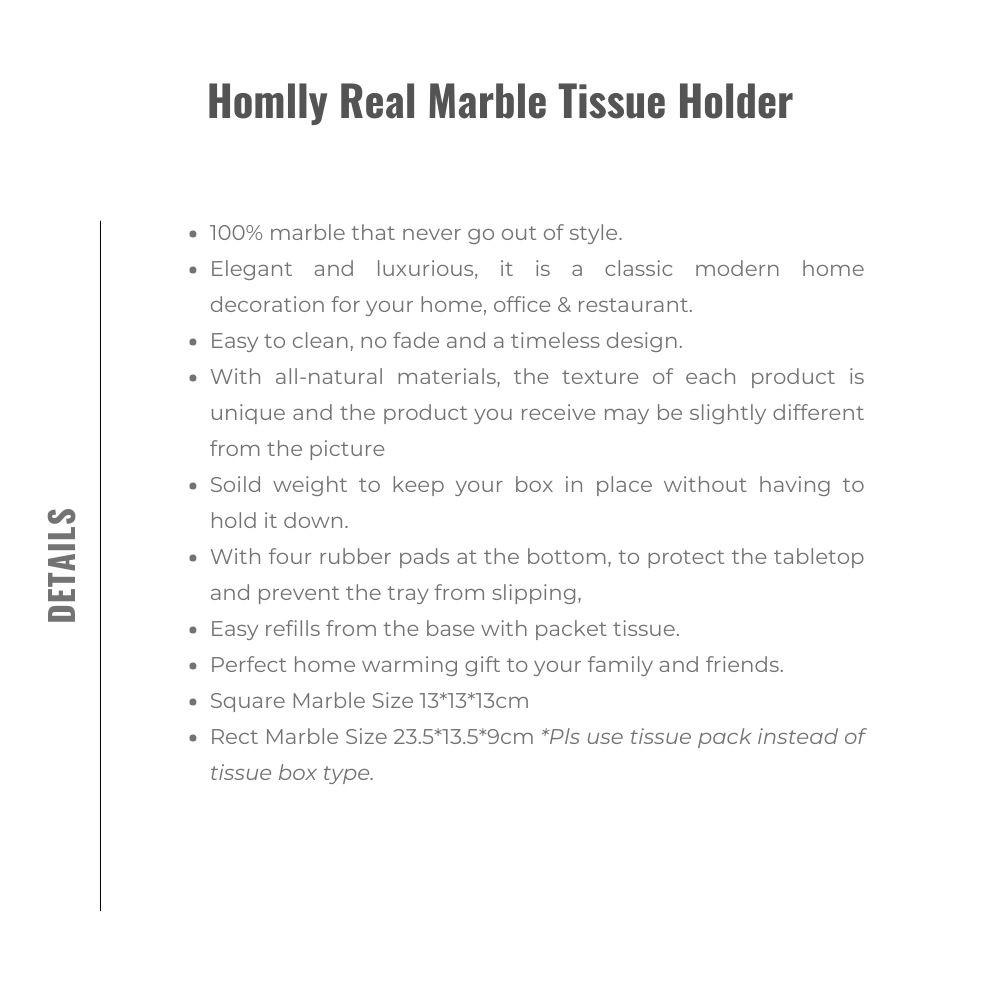HOMLLY Marbi 100% Натуральный Мраморный Держатель для Коробок с Салфетками