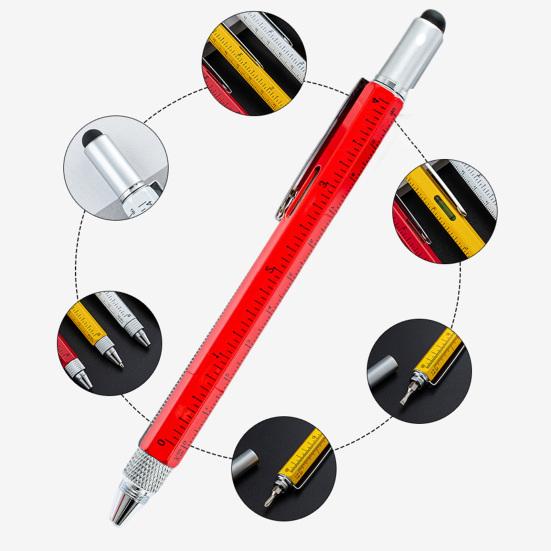 Мультитул-ручка 6 в 1, портативная металлическая износостойкая техническая ручка для офиса