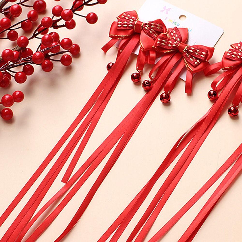 2 шт. кисточка детский парик шпилька китайский стиль красный бант заколка детский бант парик новогодний праздничный