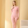 Women's Solid Color Seamless Thermal Underwear Top Bottoms Winter Long Sleeve Warm Lingerie