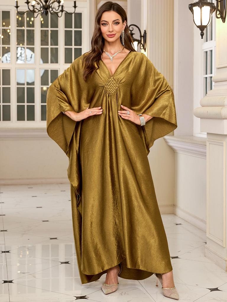 Luxuary Beach Cover Ups Golden Kaftans for Women Bust Hand Woven Maxi Dresses Summer Holiday Bathing Suits