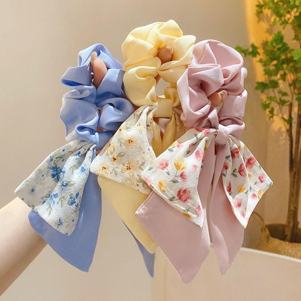 Ribbon Bow Printing Hair Rope Printing Hair Ribbon Sweet Intestine Hair Loop