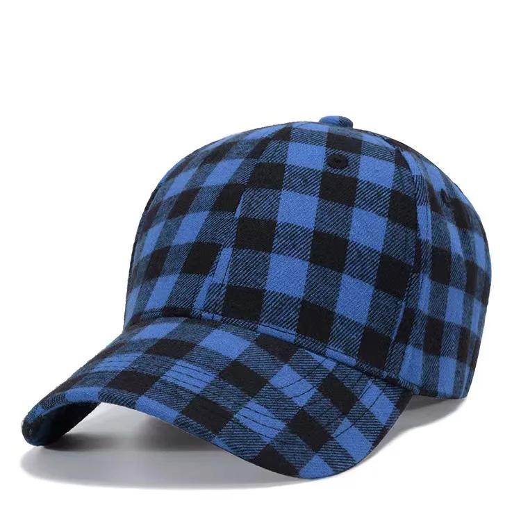 Women'S Cotton Baseball Cap Summer Uv Protection Adjustable Checkered Ponytail-Friendly Outdoor Sun Hat Fashionable Casual Style