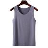Women Bottoming Vest Ice Silk Seamless Sleeveless Pure Color Plus Size Stretchy Round Neck Dry Dry Cooling Camisole Summer Dating Office Vacation