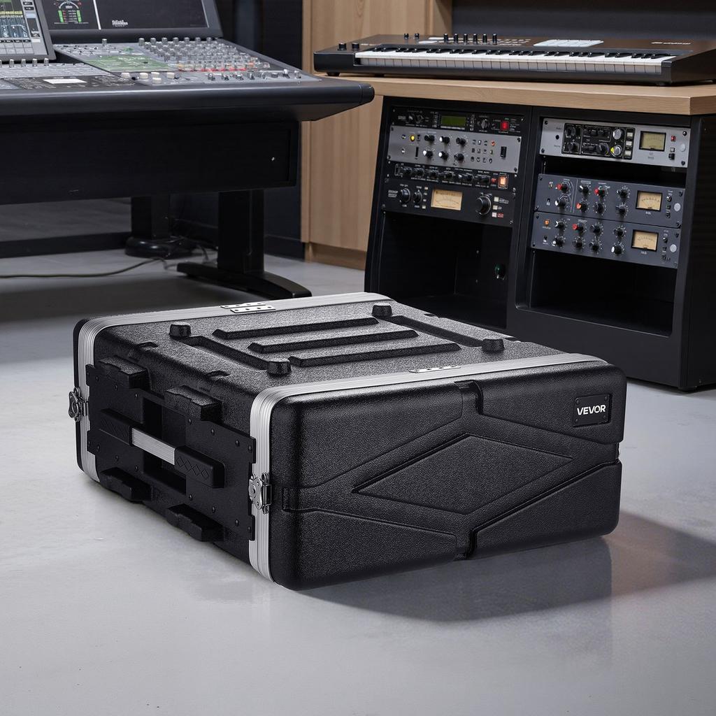 4U Rack Case, Standard 480 mm Depth, Server Rack Cabinet with ABS Construction, Heavy Duty Recessed Twist Latches, Detachable Front & Back Cover, Easy