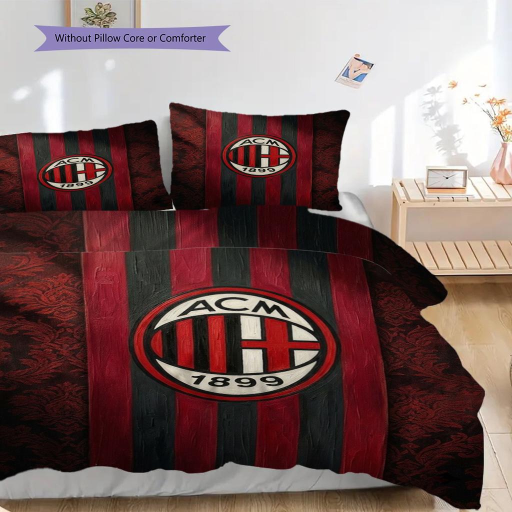 AC Milan Legacy: Glory Bedding (1 * duvet cover + 2 * pillowcase, without core) Duvet cover and pillowcase Bedding set Soft and comfortable
