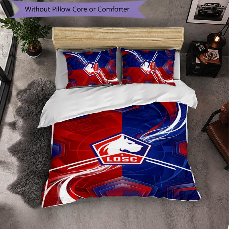 LOSC Lille FC Themed Bedding 3Pcs Duvet Cover Set Decorative Bed Linen For Teen Room Home Decoration